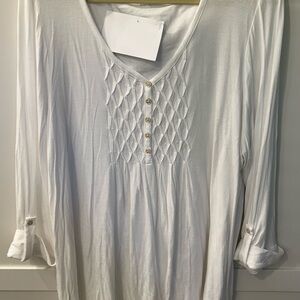 Kim Rogers White Textured Button Blouse